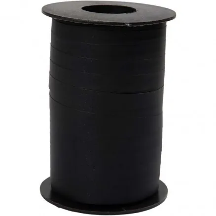 Geschenkband, schwarz, B: 10 mm, matt, 250 m/ 1 Rolle.