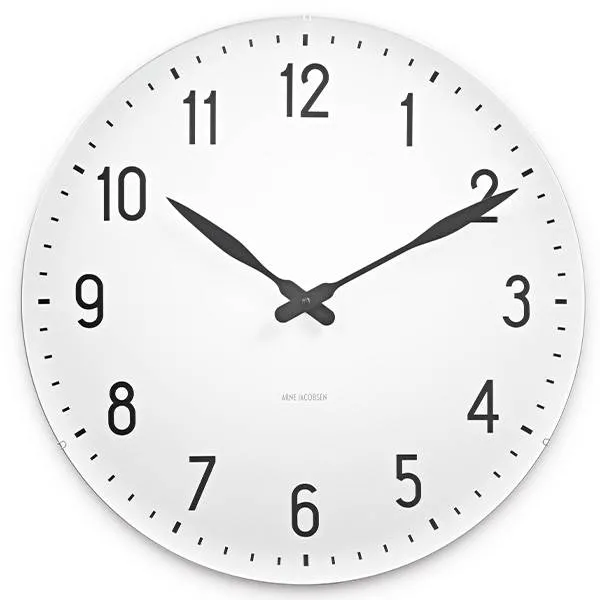 Arne Jacobsen Station Wanduhr - Ø:48 cm - Weiß/Schwarz
