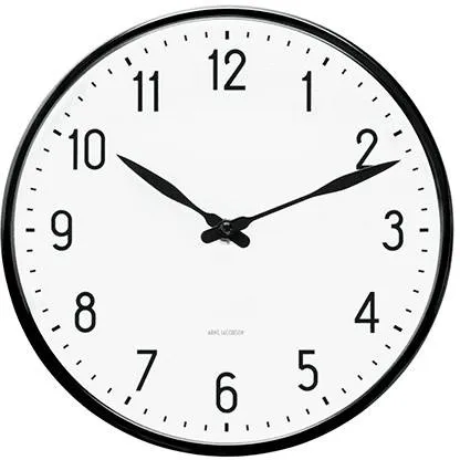 Arne Jacobsen Station Wanduhr - Ø:21 cm - Weiß/Schwarz
